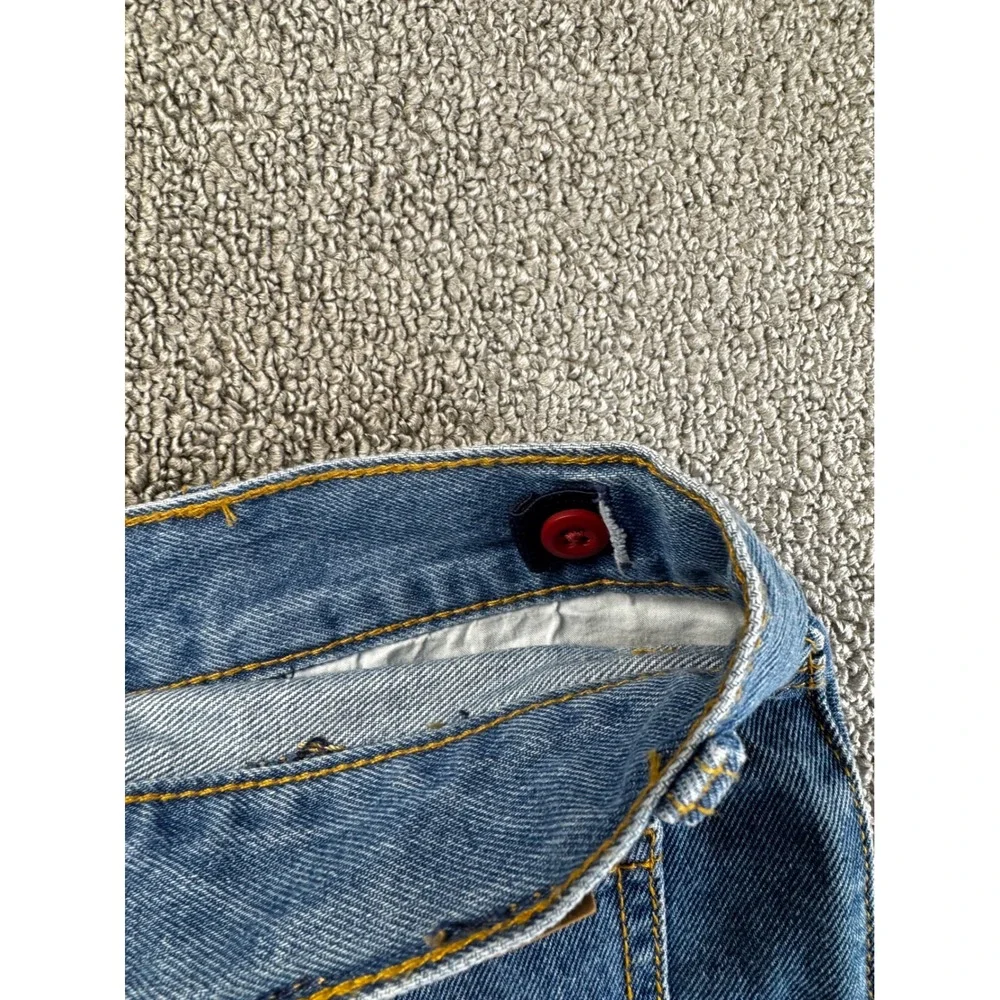 Levi Strauss Signature Shorts Girls Size 14 Blue Denim Midi Raw Hem‎ Adjustable